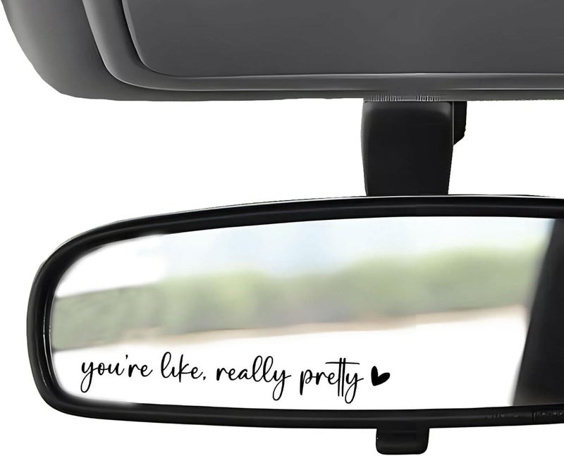 WCDHOR 2 x You Are Like Really Pretty Rearview Mirror Decal Water Bottle Stickers Affirmation Reminder Sticker Laptop Bumper Sticker Tumbler Vinyl Sticker Car Mirror Decal Funny Car De (You're Pretty, Black) - Image 1